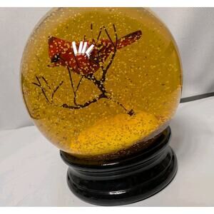 Raz Imports Holiday Snow Globe Cardinal On A Branch Snow Glitter